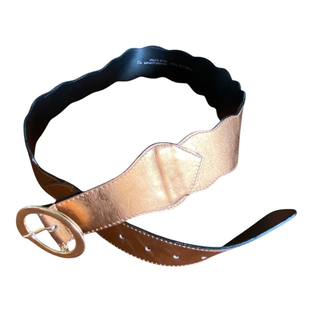 Leather Martina Mori 2-inch Italian Metallic Belt Silver Buckle Sz L